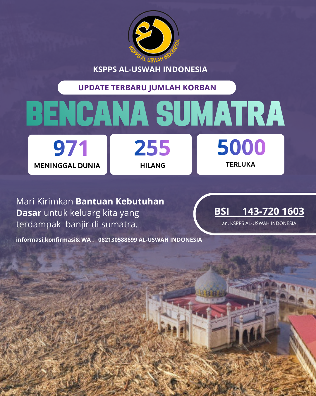 Doa, Duka, dan Aksi Nyata: Kepedulian KSPPS Al-Uswah Indonesia untuk Bencana Sumatra